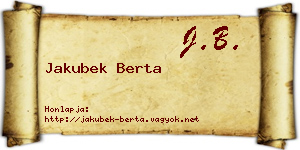 Jakubek Berta névjegykártya